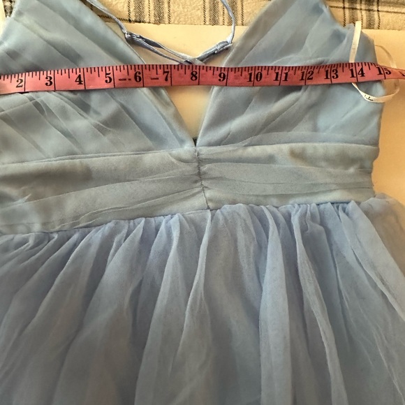 Lulu’s Light Blue Charming Glamour Tulle Sleeveless Tiered Maxi Dress NWOT S - Picture 14 of 15
